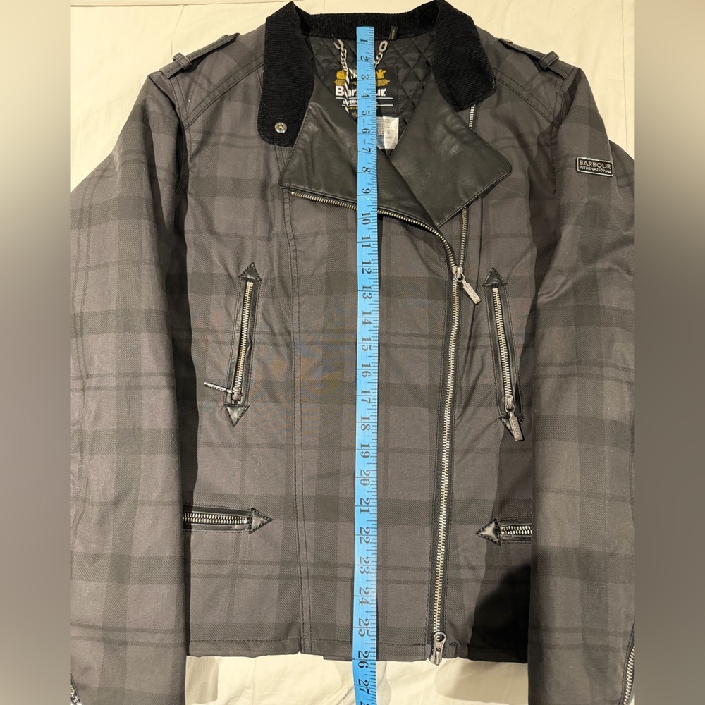 Barbour Black/Grey Plaid Asymmetric Moto Jacket NEW - Picture 10 of 10
